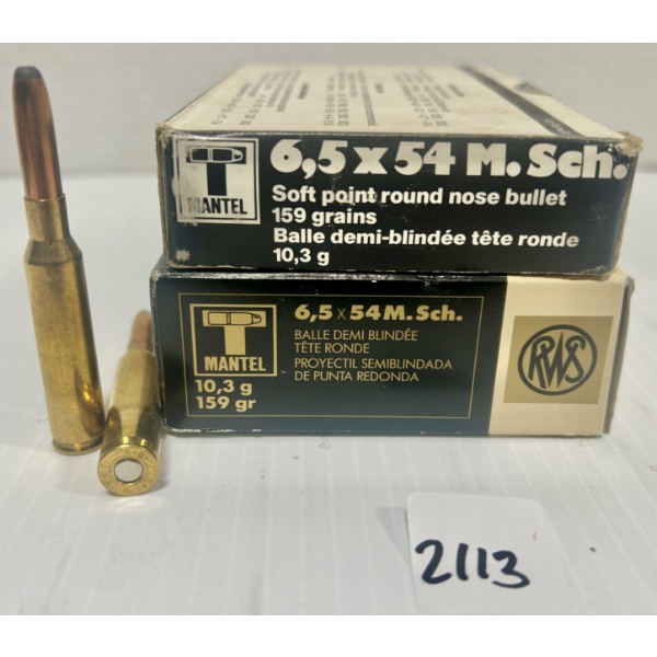 AMMO: 38X RWS 6.5X54 MM M-S - 159 GR SP