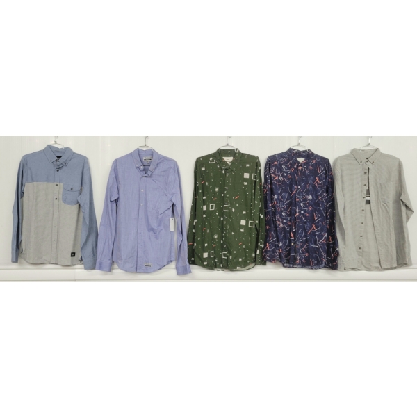 LOT OF 5 - LIFETIME & CLASSIFIED MEN'S MEDIUM BUTTON-UP LONG SLEEVE SHIRTS