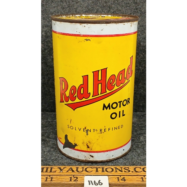 RED HEAD MOTOR OIL SOLVENT REFINED QT CAN - SAE-20
