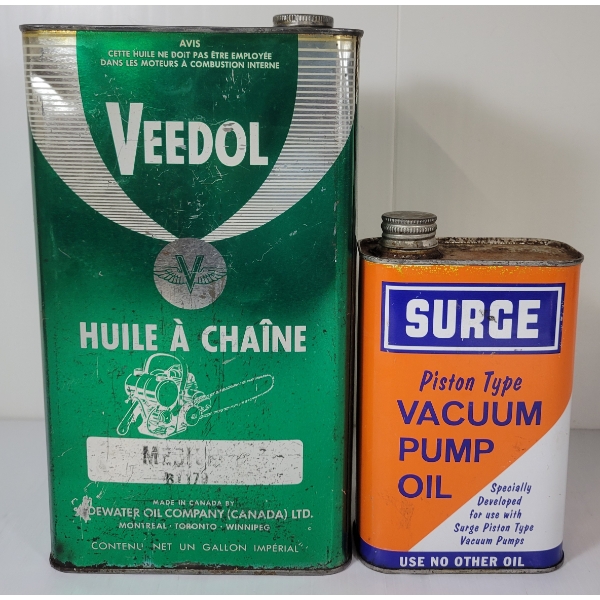 LOT OF 2 -  SURGE VACUUM PUMP OIL & VEEDOL CHAIN OIL 1GAL CANS