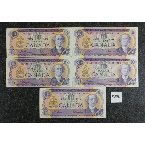 LOT OF 5 - 1971 CDN $10 BANKNOTES 