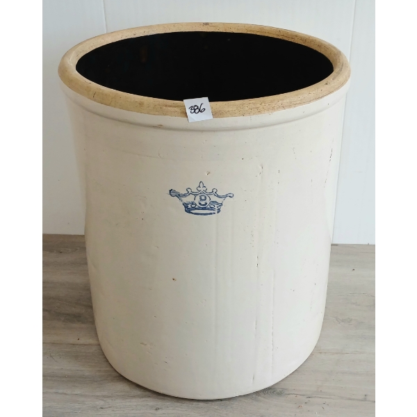STONEWARE BLUE CROWN 8GAL OPEN TOP CROCK