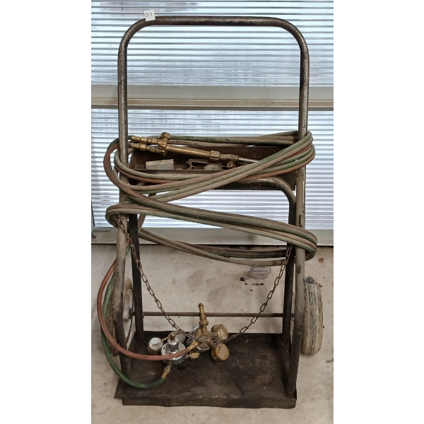 ACETYLENE TORCH CART W/ HOSES, TIPS & GAUGES