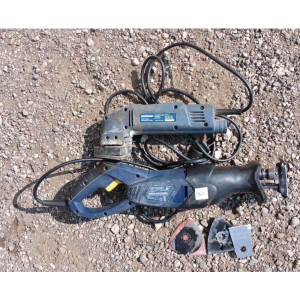 LOT OF 2 - MASTERCRAFT CORDED DETAIL SANDER & COMPACT RECIPRICATING SAW