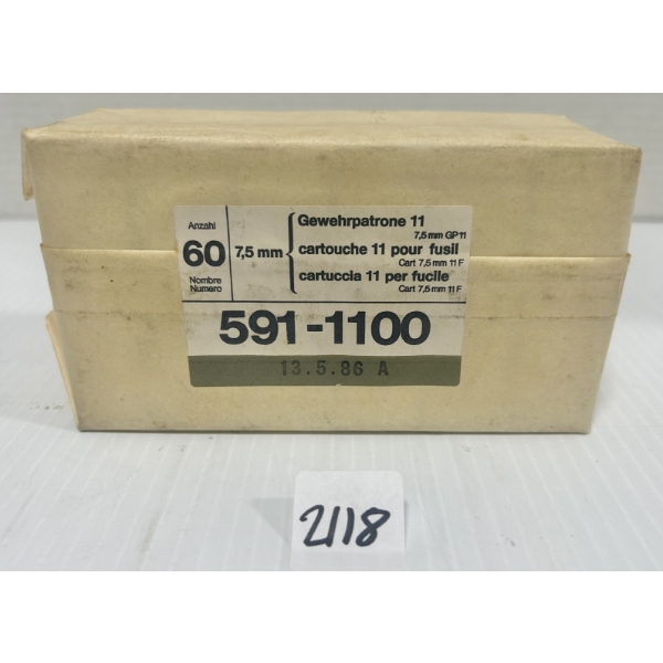 AMMO: 60X 7.5X55 MM SWISS - MILITARY
