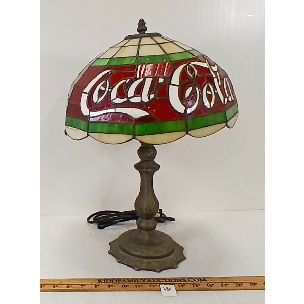 STAINED GLASS COCA-COLA TABLE LAMP