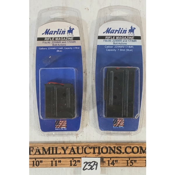 LOT OF 2 - MARLIN RIFLE MAGS IN .22WMR/17HMR