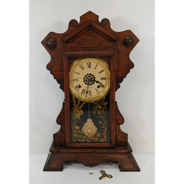 1885 NEW HAVEN "PARLOR" SHELF CLOCK W/ ALARM