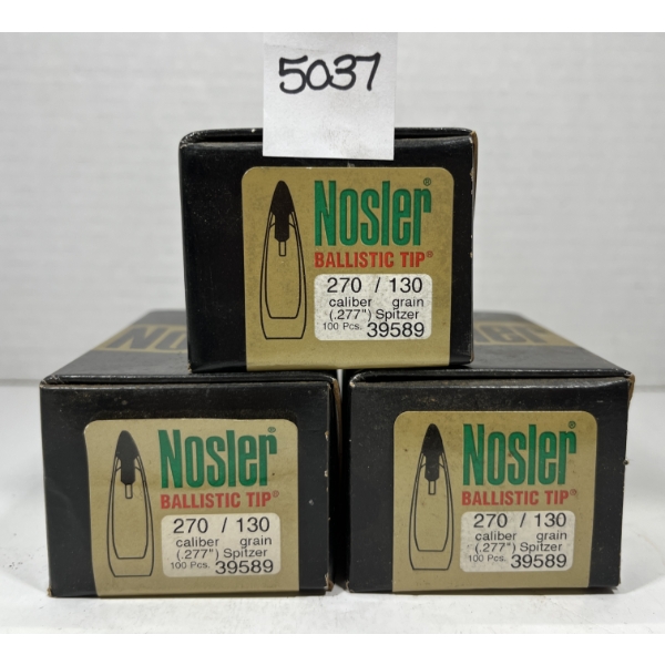 BULLETS: 300X NOSLER .270 - 130 GR - SPITZER - SEALED