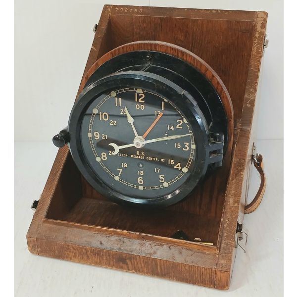 US ARMY MESSAGE CENTER M2 CLOCK W/ KEY - CHELSEA CLOCK CO.