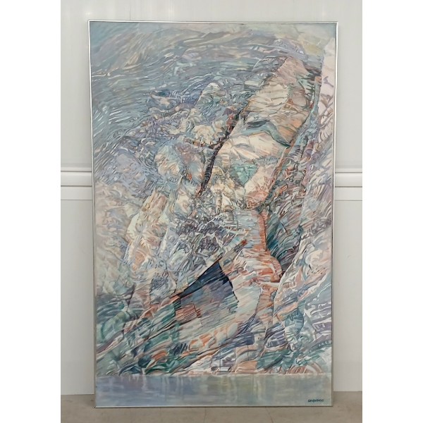 "RISING" BY AUDREY GARWOOD (1927-2004) - FRAMED OIL ON CANVAS