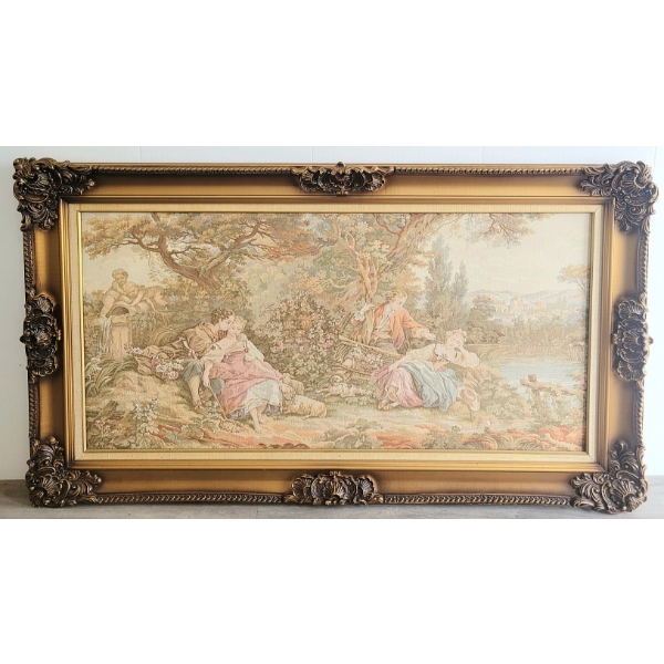 "LAKESIDE RENDEZVOUS" BY FRANCOIS BOUCHER (1703 - 1770) - FRAMED TAPESTRY 