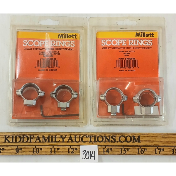 LOT OF 2 - MILLET SCOPE RINGS - MEDIUM & HIGH TURN-IN STYLE