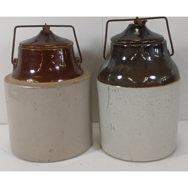 LOT OF 2 - STONEWARE CROCKS - WEIR-STYLE