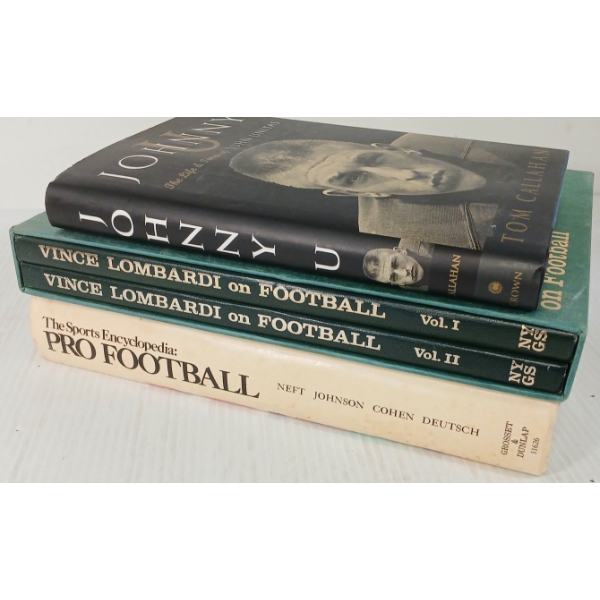 LOT OF 4 - "JOHNNY U", "PRO FOOTBALL" & "VINCE LOMBARDI ON FOOTBALL" VOL. 1 & 2