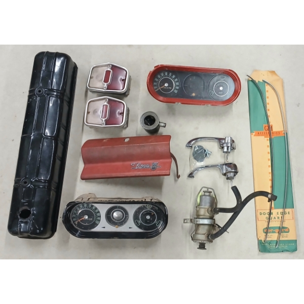 JOB LOT - 1950 CHEVY SKYLINER & 1964 NOVA PARTS - FUEL PUMP, VALVE COVER, GAUGES, ETC