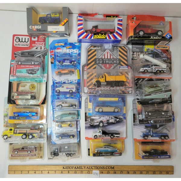 LOT OF 25 - DIECAST MODELS - HOTWHEELS, GREENLIGHT, MATCHBOX, ETC