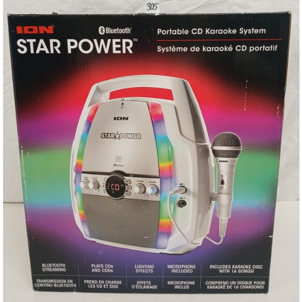 ION STAR POWER BLUETOOTH PORTABLE CD KARAOKE SYSYEM