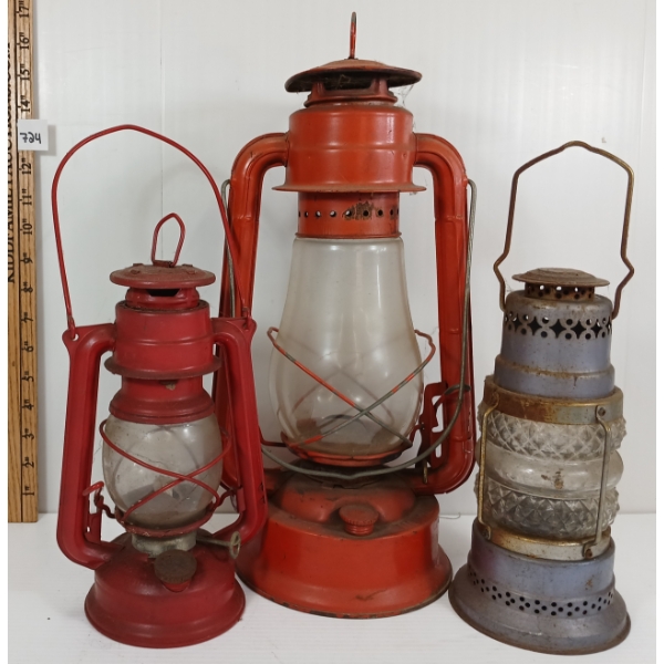 LOT OF 3 - LANTERNS - INCL DIETZ