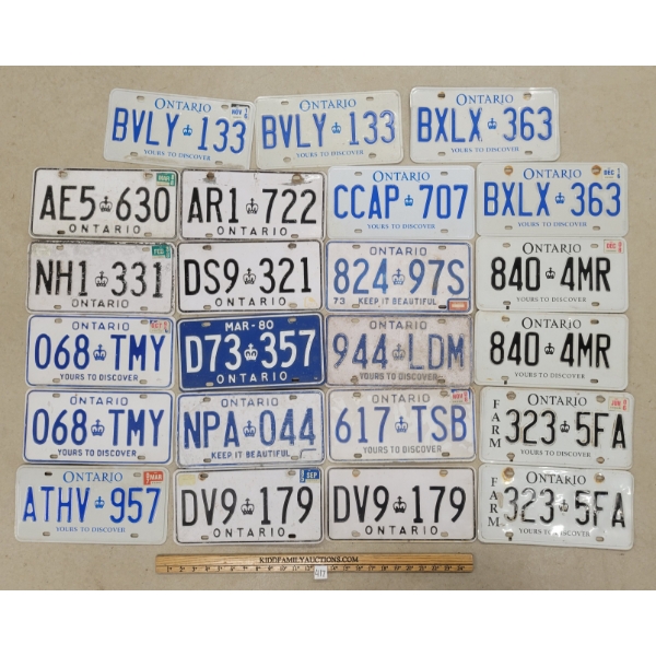 LOT OF 23 - ONTARIO LICENCE PLATES