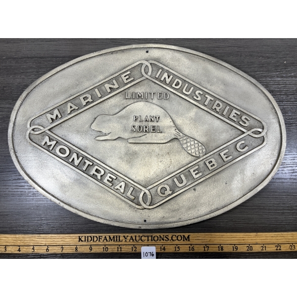 MARINE INDUSTRIES LIMITED PLANT SOREL PLAQUE - CAST ALUM.