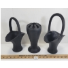 Image 3 : LOT OF 3 - BLACK SATIN GLASSWARE - VASE AND BASKETS