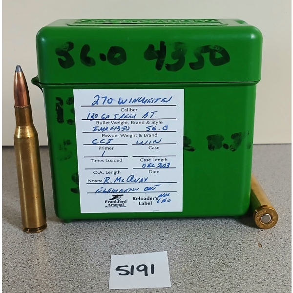 AMMO: 20X MIXED .270 WIN - 130GR - BT - RELOADS 