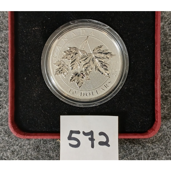 2015 RCM $10 FINE SILVER COIN - MAPLE LEAF