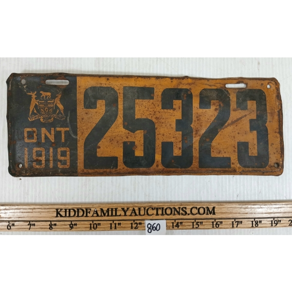 1919 ONTARIO LICENCE PLATE