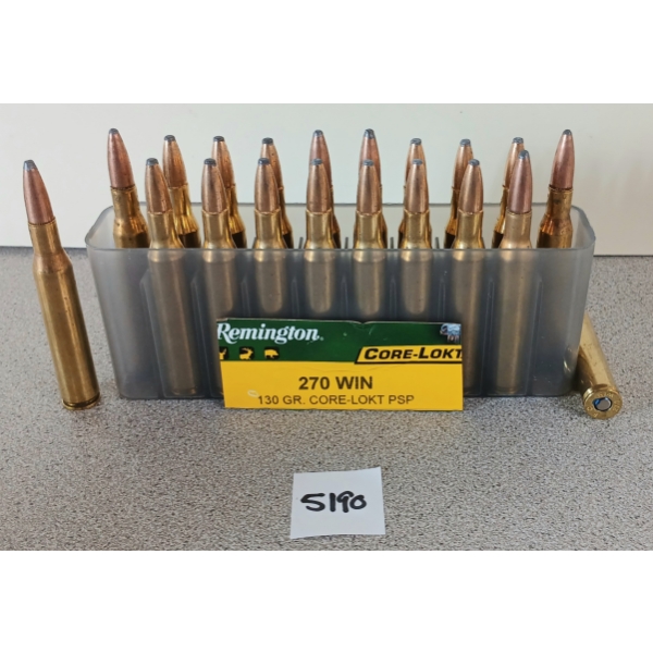 AMMO: 20X REMINGTON .270 WIN - 130GR - CORE-LOKT PSP - FACTORY LOADS
