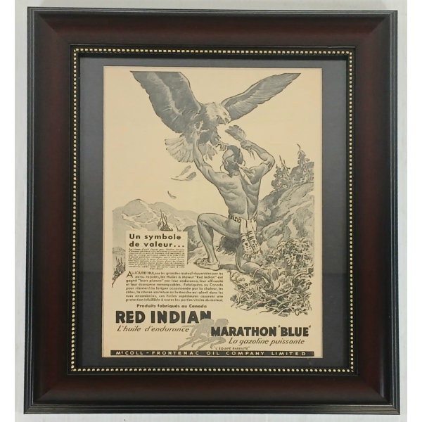 FRAMED FRENCH RED INDIAN MARATHON "BLUE" PAPER ADVERTISEMENT 