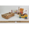 Image 1 : LOT OF 4 - FISHER PRICE TINY TEDDY PULL TOY, ABACUS, WOODEN BLOCKS CART & RING TOSS