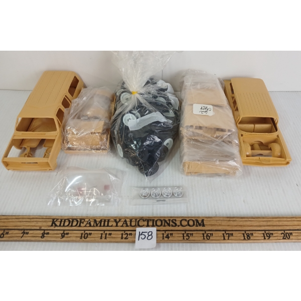 JOB LOT - MODEL CAR KITS W/ EXTRA WHEELS - INCL 1962 CHEVY PICK-UP, 1981 SUBURBAN, ETC