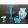 Image 5 : LOT OF 4 - BLUE URANIUM FENTON ART GLASS PCS