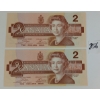 Image 1 : LOT OF 2 - 1986 CDN $2 SEQUENTIAL BANKNOTES - UNCIRCULATED