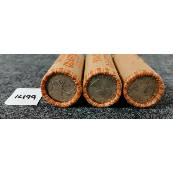 LOT OF 3 - UNOPENED ROLLS OF CDN 25 CENT COINS - INCL 1964