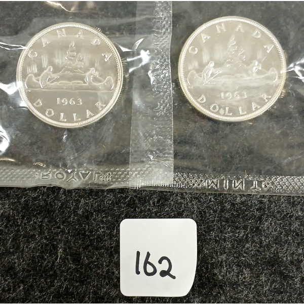  LOT OF 2 - 1963 CDN SILVER DOLLARS - VOYAGEUR 