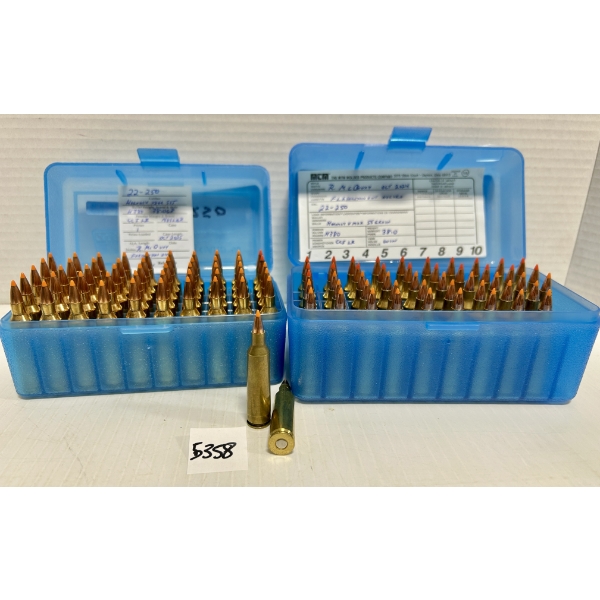 AMMO: 100X .22-250 REM 55GR. - RELOADS 