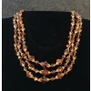 Image 1 : AMBER TONED GLASS BEAD 3 STRAND NECKLACE