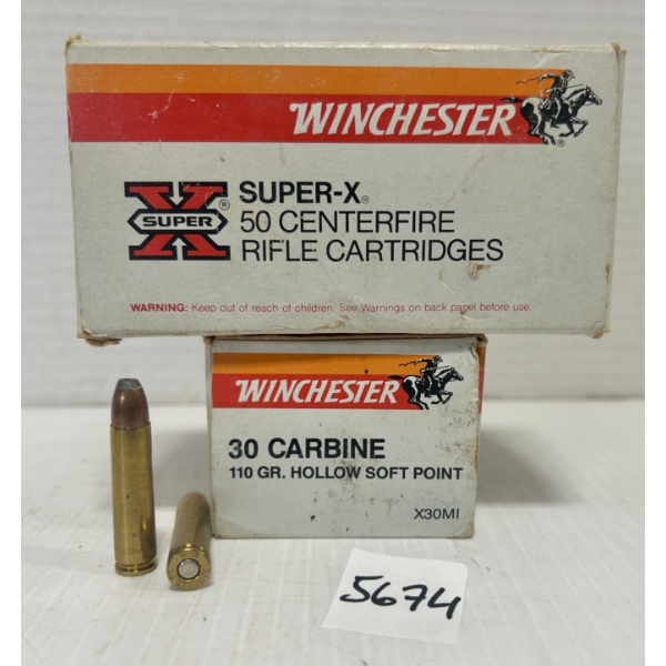 AMMO/BRASS: 95X LIVE & 4X BRASS WINCHESTER .30 CARBINE 110GR. 