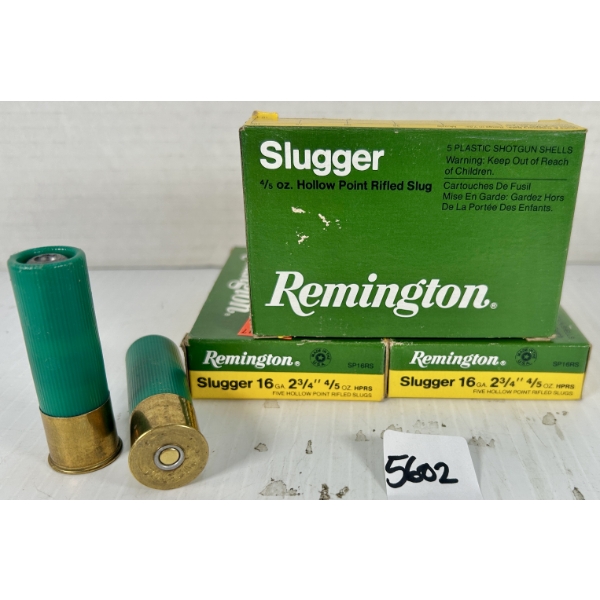 AMMO: 15X REMINGTON 16 GA 2-3/4 IN - RIFLED SLUGS