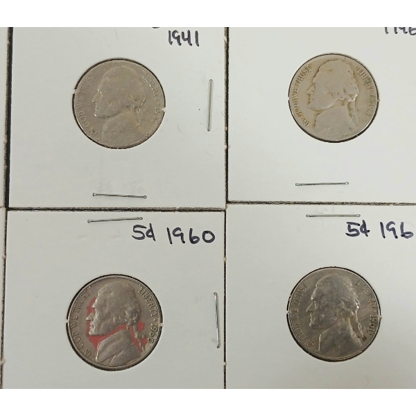 LOT OF 14 - 1939-1961 U.S. 5 CENT COINS