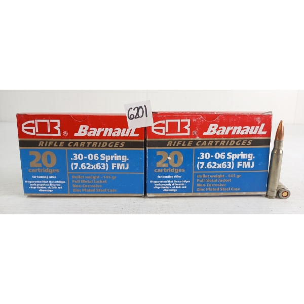 AMMO: 40X BARNAUL .30-06SPRG - 145GR - FMJ