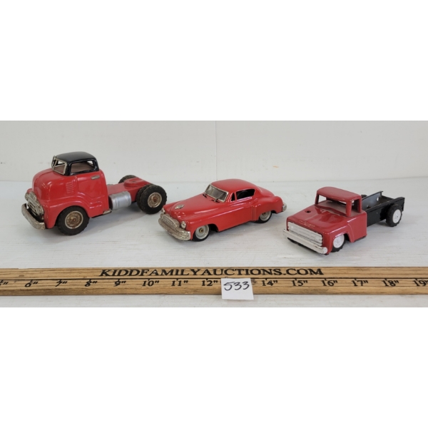LOT OF 3 - TIN FRICTION CAR & TRUCKS
