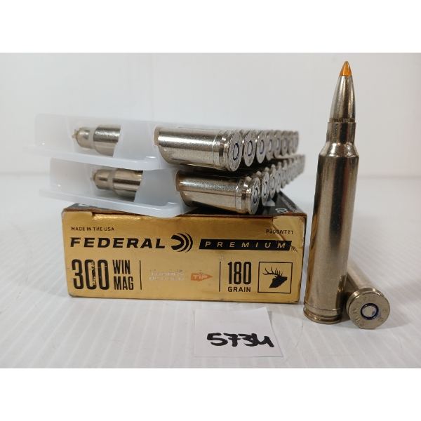 AMMO: 20X FEDERAL .300 WIN MAG - 180GR - TROPHY BONDED TIP