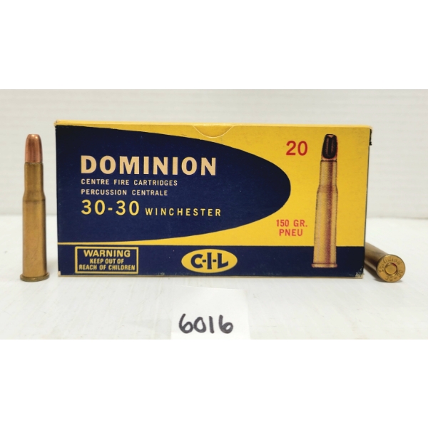 AMMO: 19X DOMINION .30-30 WIN 150 GR PNEU