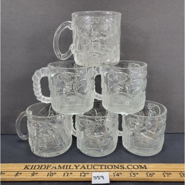 LOT OF 6 - MCDONALD'S BATMAN FOREVER, TWO-FACE & THE RIDDLER GLASS MUGS