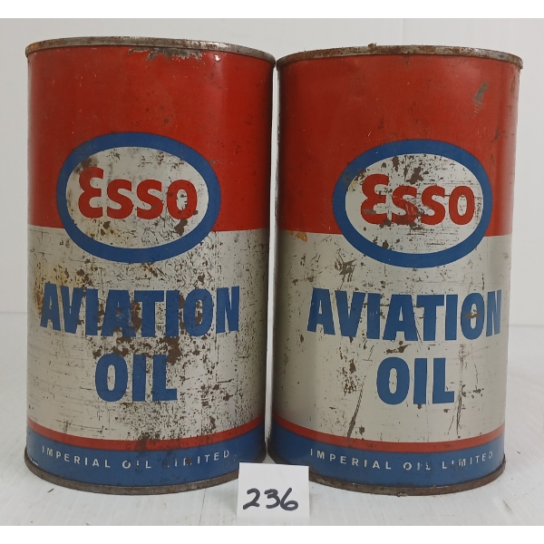 LOT OF 2 - ESSO AVIATION MOTOR OIL QT CANS