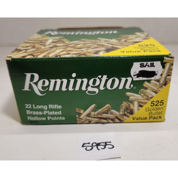 AMMO: APPROX 525X REMINGTON .22 LR - 36GR - BRASS PLATED - HP - FACTORY SEALED