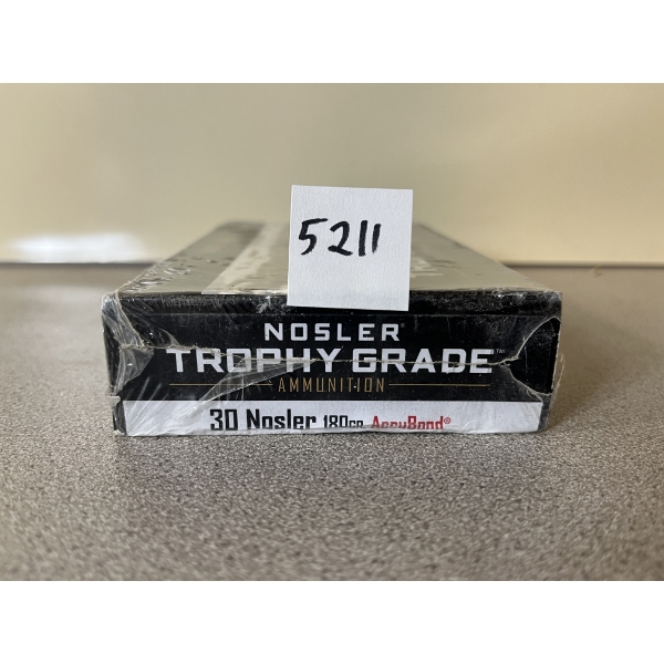 AMMO: 20X NOSLER .30 NOSLER 180GR. ACCUBOND - SEALED